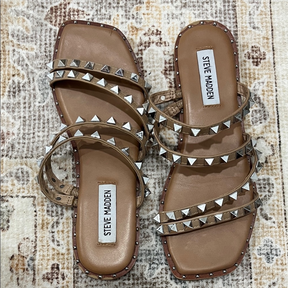 SALE Steve Madden Camel Brown Studded Sandals